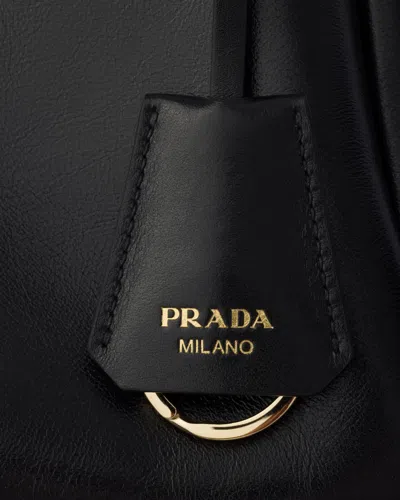 Prada Aimee Medium Leather Shoulder Bag In Black