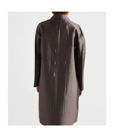 Prada Double-breasted Wool And Silk Coat In Brown