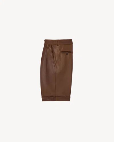Saint Laurent Belt-loop Shorts In Brown