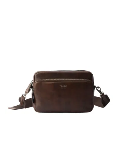 Prada Leather Shoulder Bag In Brown