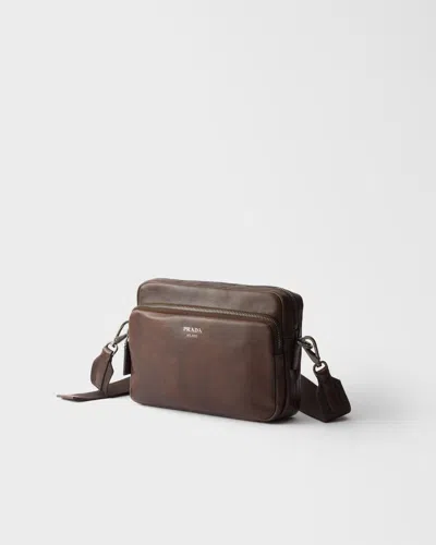 Prada Leather Shoulder Bag In Brown