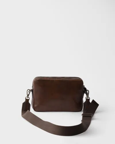 Prada Leather Shoulder Bag In Brown