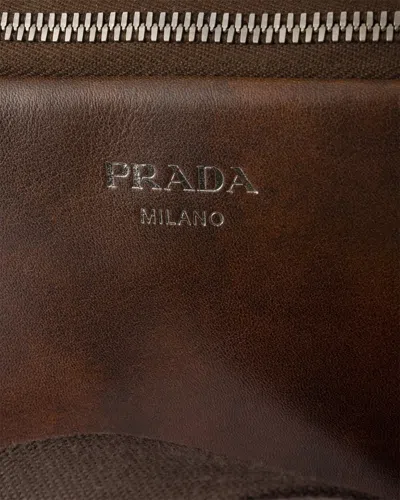 Prada Leather Shoulder Bag In Brown