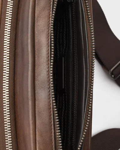Prada Leather Shoulder Bag In Brown