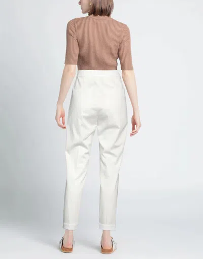 Max Mara Solid Color Nine-point Slim-fitting Trousers In White