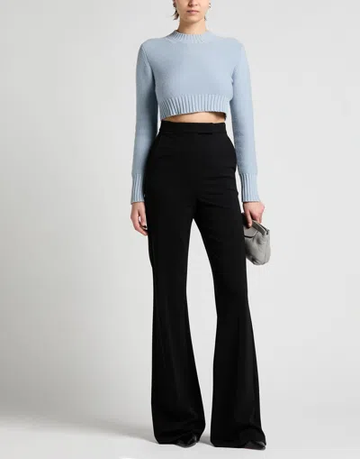 Max Mara Studio-inspired High-waist Flared Trousers With Pressed Pleats In Black