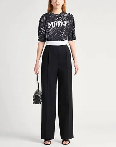Marni Scribble Logo Jersey T-shirt In Black