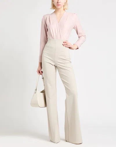 Sportmax Solid Color Stretch Flared Pants In Pink