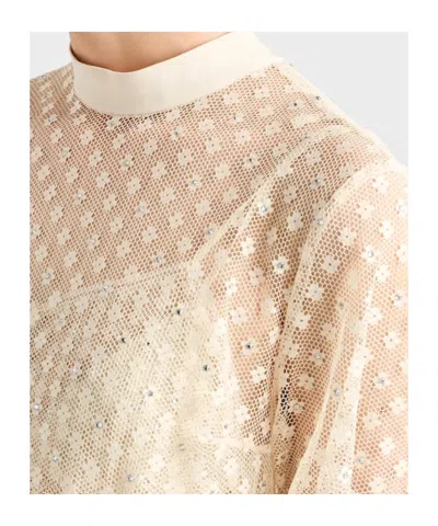 Prada Embroidered Lace Top In Multi