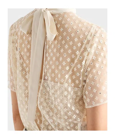 Prada Embroidered Lace Top In Multi