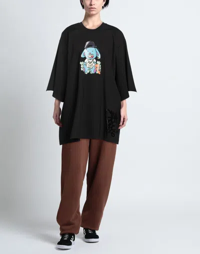 Dolce & Gabbana Loose Solid Color Printed T-shirt In Black