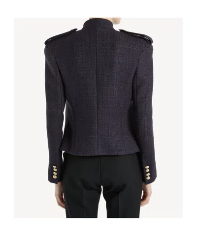 Balmain Double-breasted Wool-blend Tweed Jacket In Black