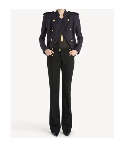 Balmain Double-breasted Wool-blend Tweed Jacket In Black