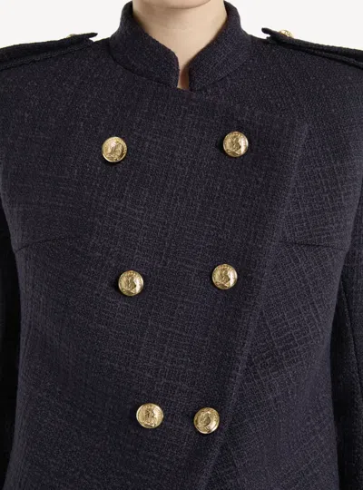 Balmain Double-breasted Wool-blend Tweed Jacket In Black