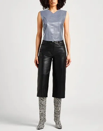 Marni Leather Short Top In Silver