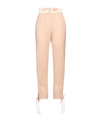 Dolce & Gabbana Solid Color Side Stripe Slim Cuffed Pants In Neutral