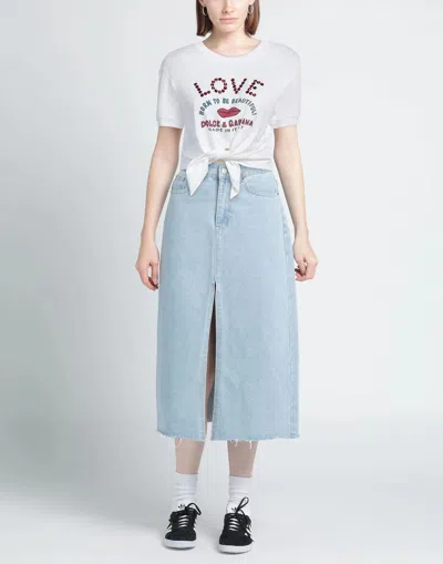 Dolce & Gabbana Solid Color Printed Short-sleeve T-shirt In White