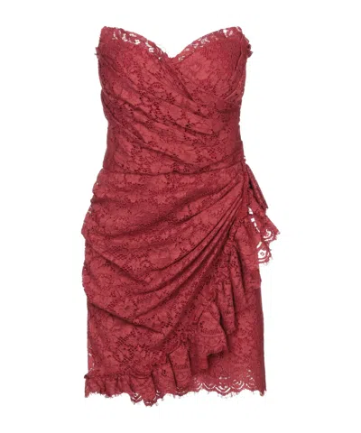 Dolce & Gabbana Sleeveless Lace Dress In Red