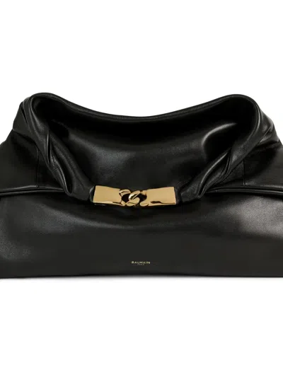 Balmain Dinner At 8 Medium Bag In Smooth Leather In Black