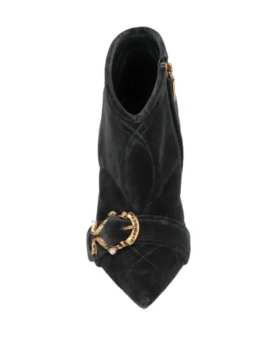 Dolce & Gabbana Pointed-toe Suede Ankle Boots In Black