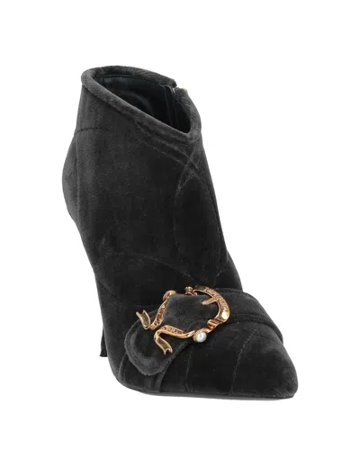 Dolce & Gabbana Pointed-toe Suede Ankle Boots In Black