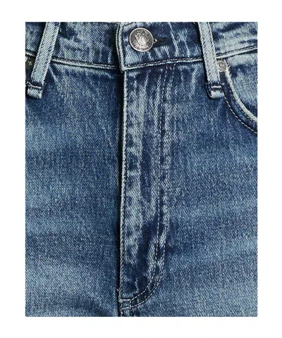 Rag & Bone Plain Colour Denim Trousers In Blue
