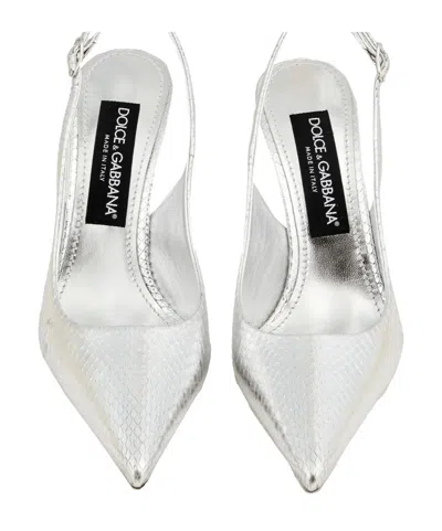 Dolce & Gabbana Snake Pattern High Heels In Silver