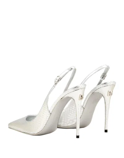 Dolce & Gabbana Snake Pattern High Heels In Silver