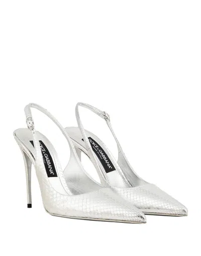 Dolce & Gabbana Snake Pattern High Heels In Silver