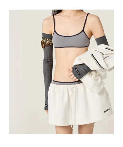 Miu Miu Technical Knit Swimsuit In Blue