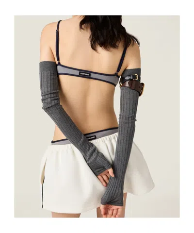 Miu Miu Technical Knit Swimsuit In Blue