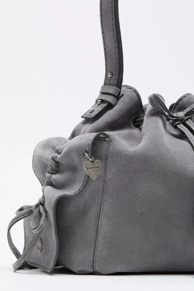 Acne Studios Multipocket Suede Bucket Bag In Gray