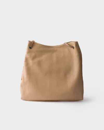 Prada Route Large Leather Bag In Brown