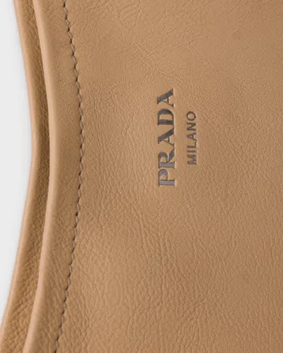 Prada Route Large Leather Bag In Brown