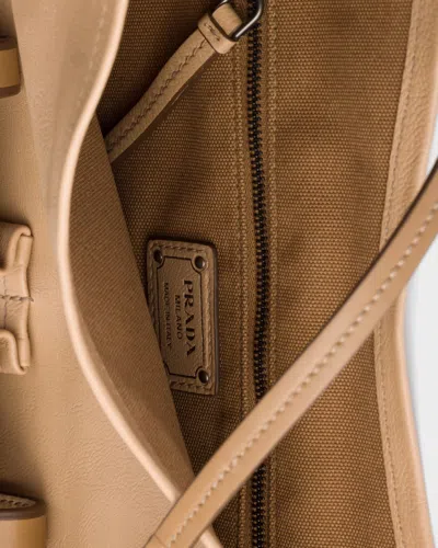 Prada Route Large Leather Bag In Brown