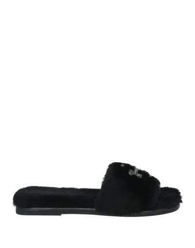 Tory Burch Wool Lined Slippers In Black