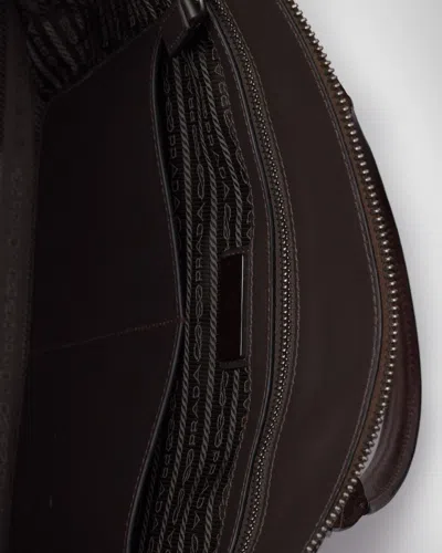 Prada Leather Tote Bag In Brown
