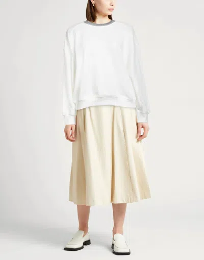 Brunello Cucinelli Solid Color Crew Neck Sweatshirt In White