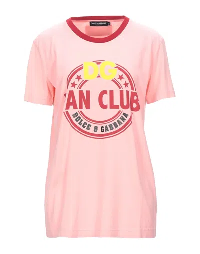 Dolce & Gabbana Solid Color Short Sleeve T-shirt In Pink