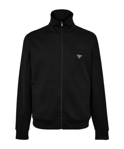 Prada Logo Zip Jacket In Black