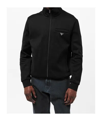 Prada Logo Zip Jacket In Black