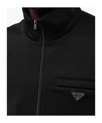Prada Logo Zip Jacket In Black