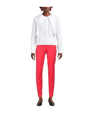 Max Mara Minimal Solid Twill Trousers In Pink
