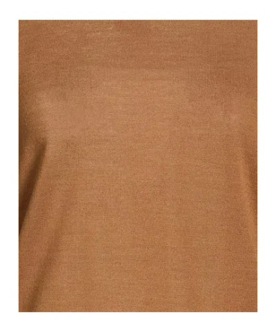 Max Mara Solid Lightweight Wool Turtleneck Sweater In Brown