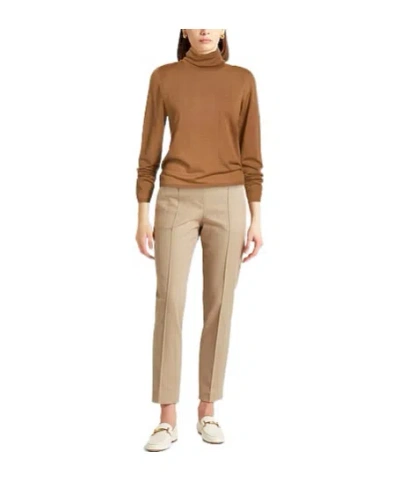 Max Mara Solid Lightweight Wool Turtleneck Sweater In Brown
