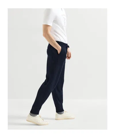 Brunello Cucinelli Cashmere English Rib Knit Joggers In Blue