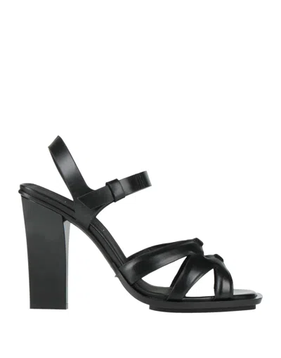 Max Mara Minimal Square Heel Sandals In Black