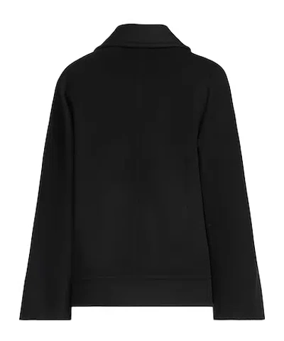 Max Mara Minimal Wool Long Coat In Black