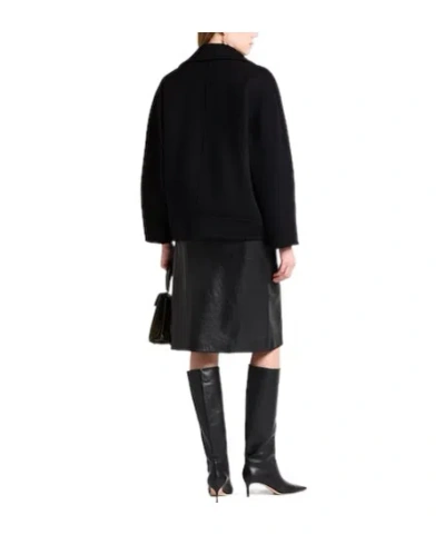 Max Mara Minimal Wool Long Coat In Black