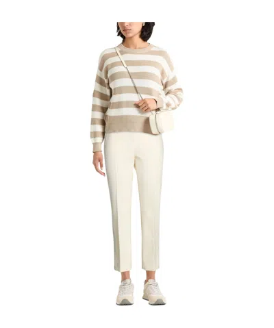 Max Mara Solid Color Stretch Bootcut Pants In White
